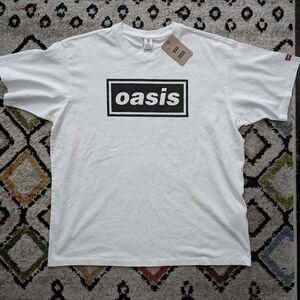Oasis x Levi's Box Logo T-Shirt, White, Large, New NWT